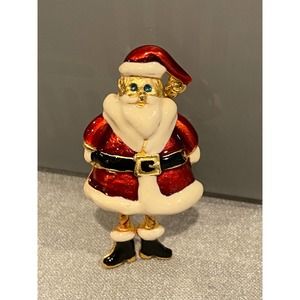 Vintage goldtone Santa Claus Christmas pin with moving legs